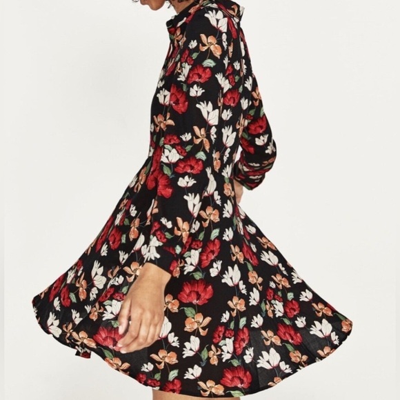 ZARA FLORAL SHIRT STYLE TUNIC DRESS - Picture 10 of 14
